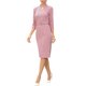 thumbnail image 4 of Vestidos de trabajo para mujeres con mangas 3/4, escote en V, elegante, con cinturón, formal, midi, XS, rosa, 4 of 6