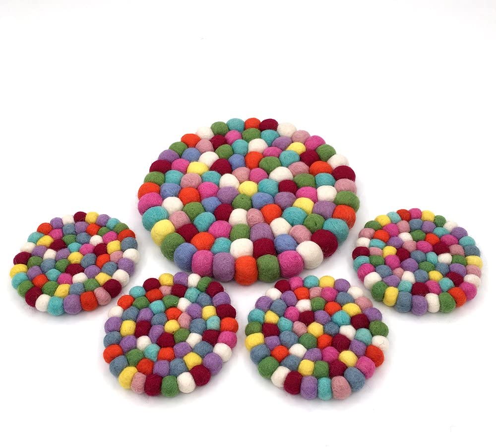Xmhytop Juego De 5 Posavasos De Fieltro Cuadrado Colorido,