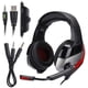thumbnail image 5 of Auriculares para juegos, auriculares de computadora con cable luminoso, diseño ergonómico, cancelación de ruido, para PS4 (negro y rojo), 5 of 7