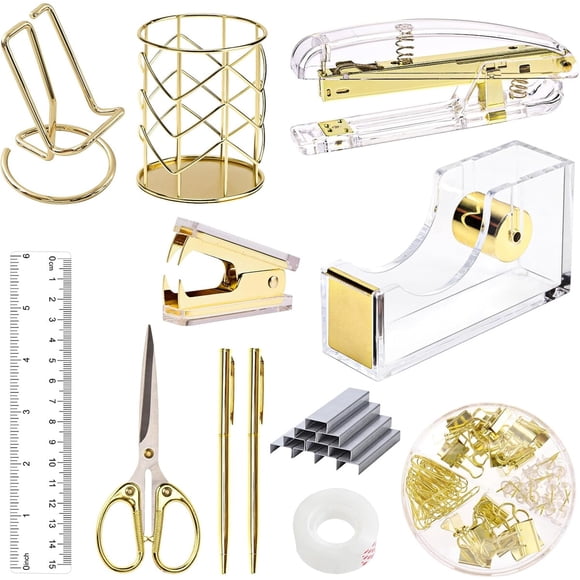 Set Accesorios Escritorio EOOUT Dorado Acrílico 12 Piezas