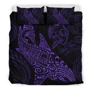 Milsleep - Juego De Funda Nórdica Shark Polynesian - Polynesian Tattoo Purple