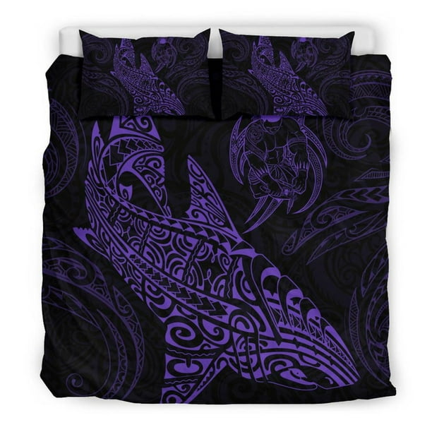 Juego de funda nórdica Shark Polynesian - Polynesian Tattoo Purple