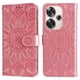 thumbnail image 1 of Funda tipo cartera FOXDOCK para Xiaomi Poco F6 , diseño girasol en relieve, cuero PU, cierre magnético, soporte y tarjetero, 1 of 5