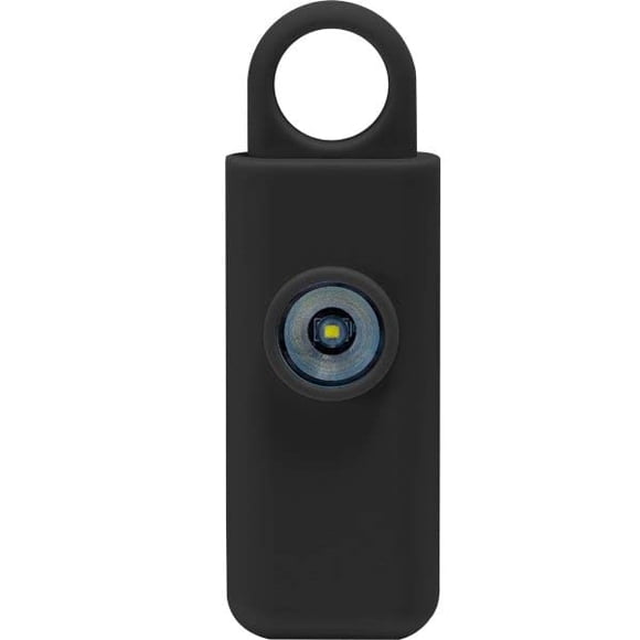 Alarma personal de seguridad 130 dB con luz estroboscópica, negra