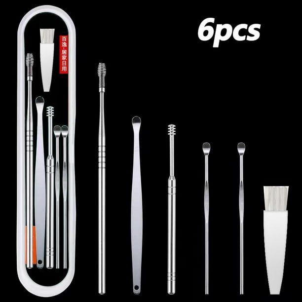 6Pcs/Set Stainless Steel Ear Care Cleaning Tool Earpick Cleaner Curette Spoon Health Care Earpick Ear Wax Pickers Remover Tool