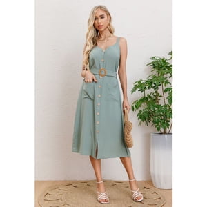 Likeshop - Vestido Largo Primavera Mujer Semi Formal, Casual Botones Premium 337