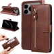 thumbnail image 1 of Funda tipo cartera para iPhone 17 Pro Max con bolsillo con cremallera y ranuras para tarjetas – Función de soporte Marrón, 1 of 5
