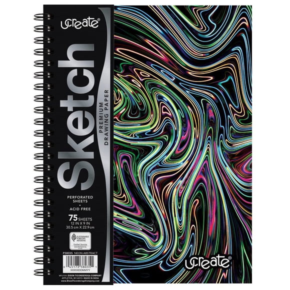 Cuaderno de Bocetos UCREATE 23 cm x 30 cm 75 Hojas Neón