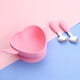 thumbnail image 1 of 1set Heart Shaped Silicone Bowl Set With Spoon And Fork, Baby Cutlery Set With Storage Box For Self-Feeding Training, Baby Elbow Food Supplement Fork Spoon, Bendable Rice Spoon, Food Silicone Elbow Sp, 1 of 5