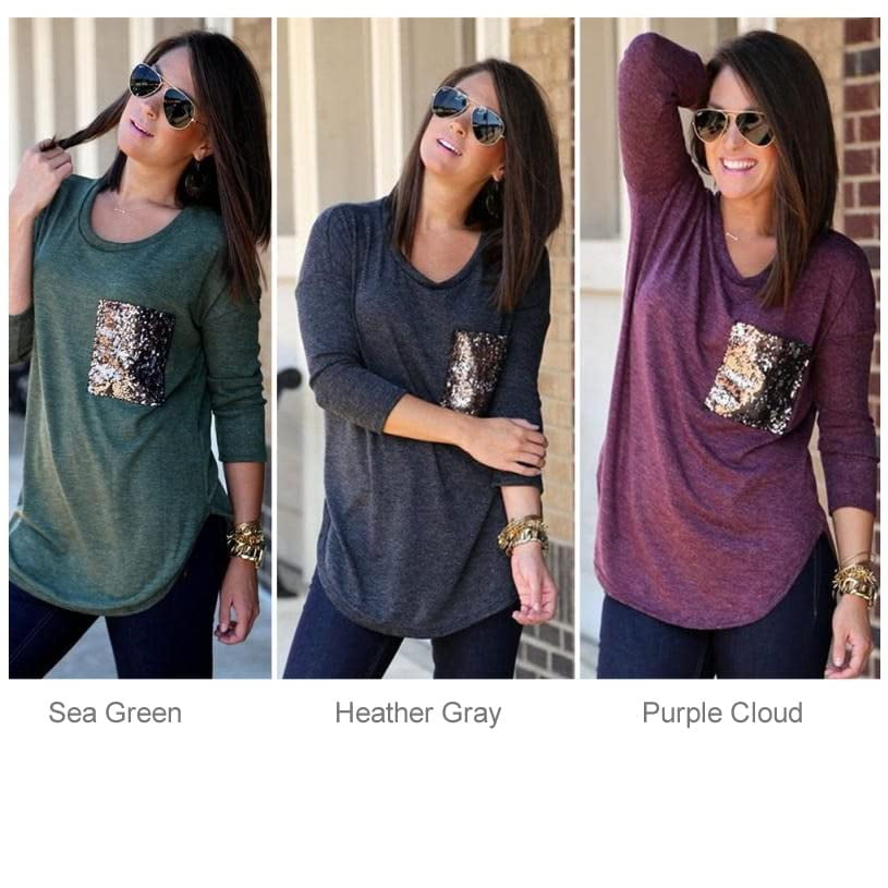 Camiseta Tipo Túnica Vista Shops Queenie Con Bolsillo De Lentejuelas, Gris, Talla L