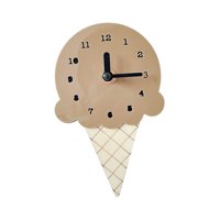 Magideal - Mini Reloj De Pared, Reloj Colgante De Helado, Decoración Nórdica Para El Hogar De Dibujos Animados, Reloj Silencioso, Reloj De Dormitorio, Decoración Marrón