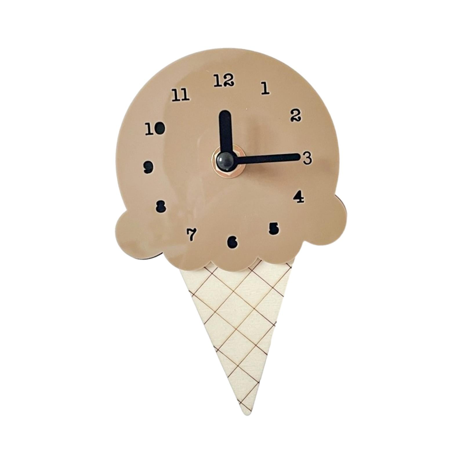 Magideal - Mini Reloj De Pared, Reloj Colgante De Helado, Decoración Nórdica Para El Hogar De Dibujos Animados, Reloj Silencioso, Reloj De Dormitorio, Decoración Marrón