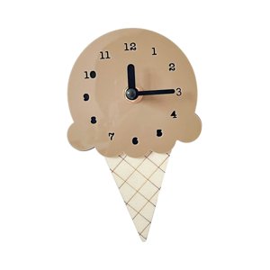 Magideal - Mini Reloj De Pared, Reloj Colgante De Helado, Decoración Nórdica Para El Hogar De Dibujos Animados, Reloj Silencioso, Reloj De Dormitorio, Decoración Marrón