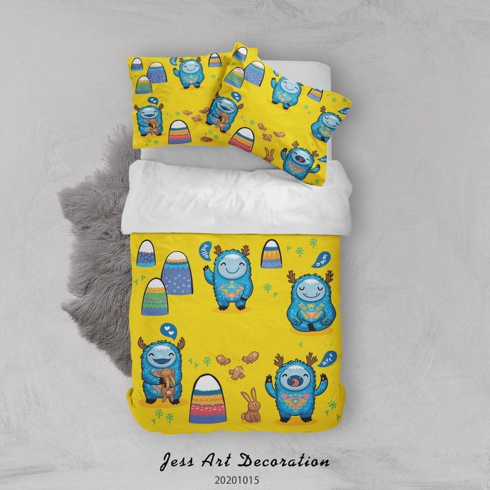 Milsleep - 3D Cartoon Animal Monsters Pattern Quilt Cover Set Bedding Set Duvet Cover