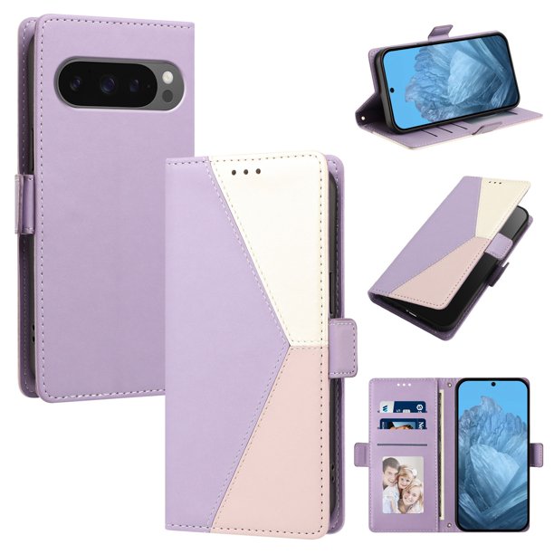 Funda Cartera Tricolor para Google Pixel 10 Pro XL 5G con Soporte, Morado