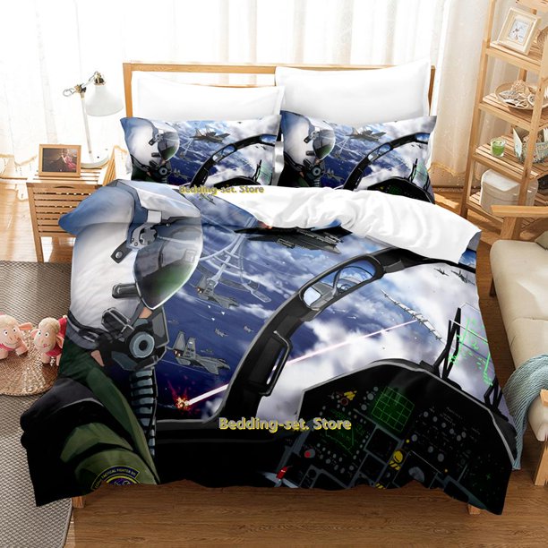 Game Ace Combat 7 Skies Unknown Bedding Set Cartoon Anime three-piece set Adult Kid Bedroom Duvetcover Sets 3D New funda nordica Bed Sheets