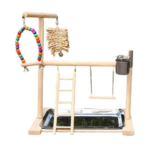 Ioensy - Parrot Playstand Bird Playground Bird Gym Bird Playpen Wood Perch Escalera De Juguete