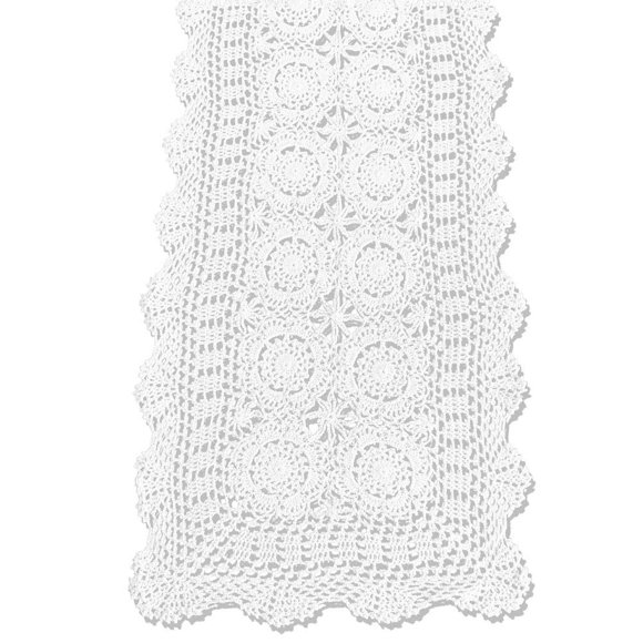 Caminos de Mesa KEPSWET 36 × 91 cm Algodón Blanco de Crochet