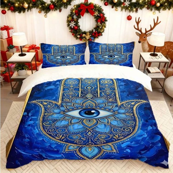 Hand of Fatima Printed Duvet Cover Set Bedding Set Soft and Comfortable Suitable for All Seasons Ideal for Home and Bedroom Guest Room Perfect Gift for Family F