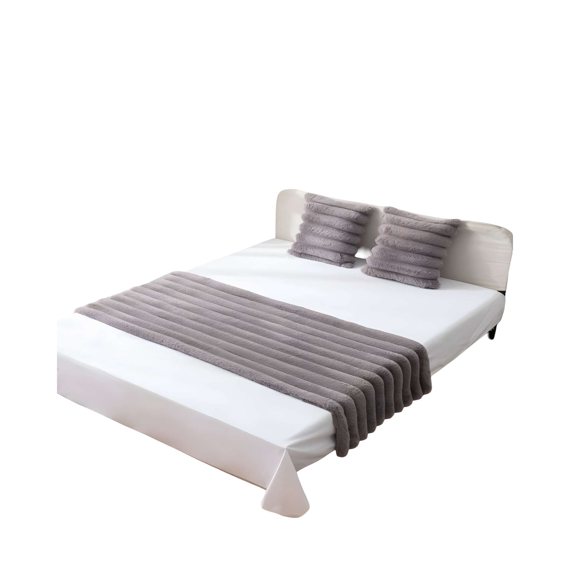 Genérico - Juego De Piecera Con Dos Fundas De Cojin Modelo Lineal 2 Plazas Gris