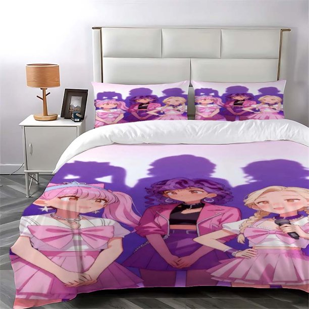 3pcs K Pop Virtual Girl Group Themed Printed Bedding Set Duvet Cover and Pillowcases