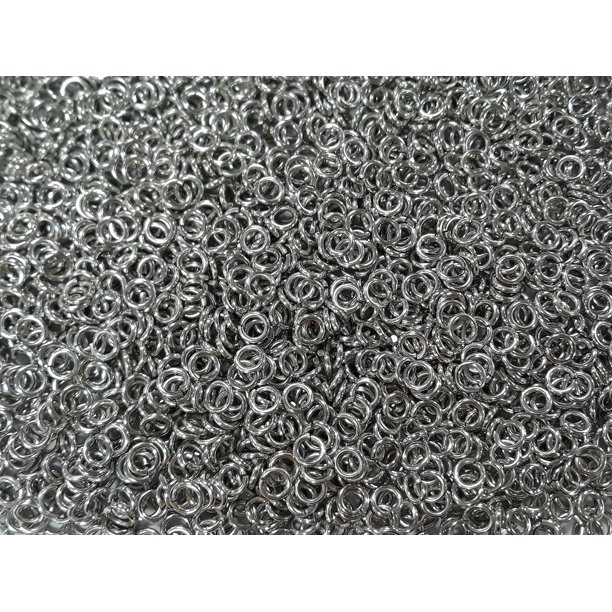 Aros de salto de cadena de malla de aluminio brillante de 1 libra (16G) – Diámetro interior 3/16" (más de 4600 aros)