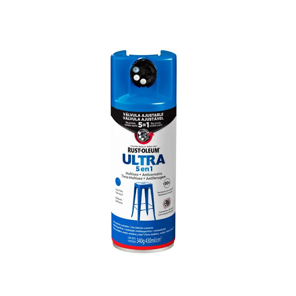 Rust-oleum - Pintura En Spray Ultra 5 En 1 Multisuperficie Anticorrosiva Azul Vela Brillante 340 G