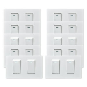 Want - Pack 10 Interruptores Doble Metálico 924 16A - Blanco