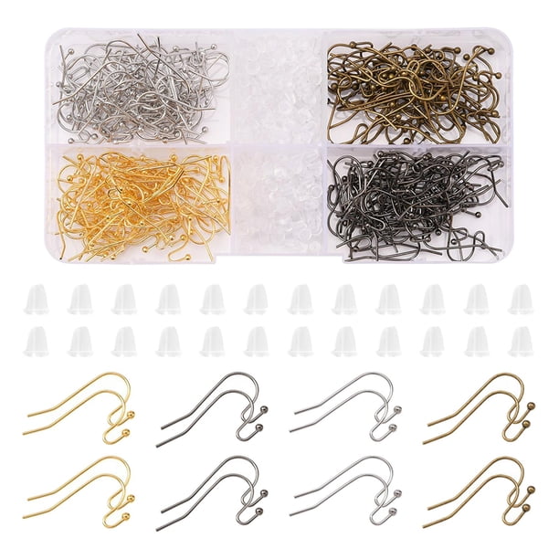 Kit de fabricación de aretes Tapones para aretes de bricolaje con Ganchos para aretes franceses Alambre para oreja para la fabricación de