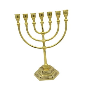 Genérico - Portavelas Menorah Con 7 Ramas Centro De Mesa Shabat Candelabros Aureate