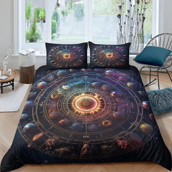 Juego De Funda Nórdica Astrolabio Con Estampado 3d Microfibra Cepillada Suave Fundas Nórdicas Con Los Doce Signos Del Zodiaco Fácil Cuidado Juegos De Ropa De Cama De Calidad Hotelera Con