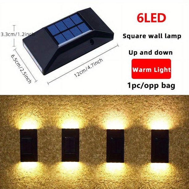 Solar Up Down Wall Light, IP65 Waterproof LED Wall Mounted Exterior Light Fixture For Garden Patio Yard Deck Fence Garage