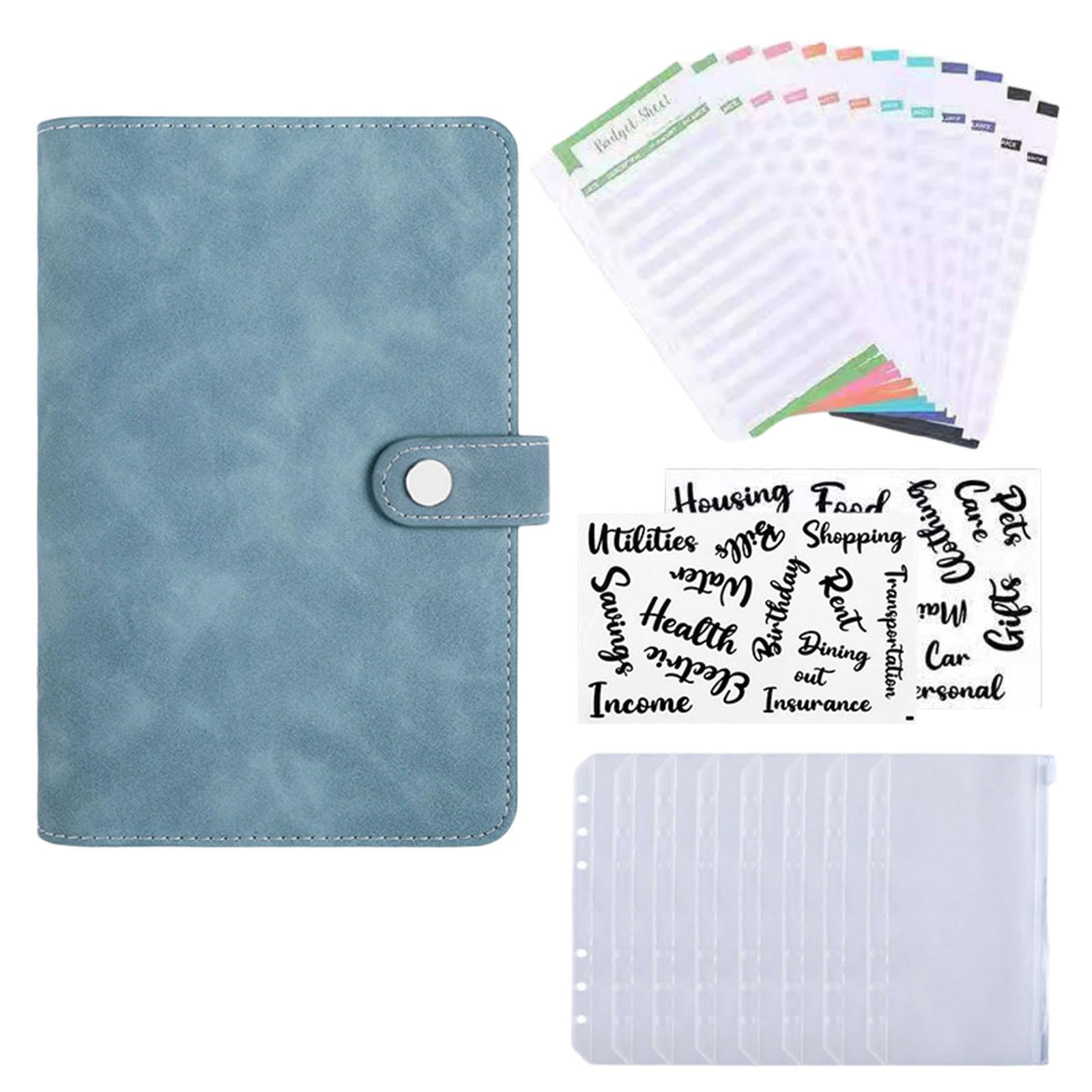 Magideal - Carpeta De Encuadernación De Sobres De Material Cuero Para Dinero Con 8 Uds. Bolsillos De Encuadernación Con Cremallera Organizador De Ahorro De Dinero Planifi Lago Azul