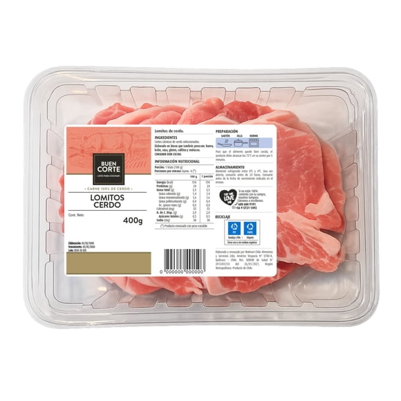 Lomitos de cerdo lomo centro, 400 g