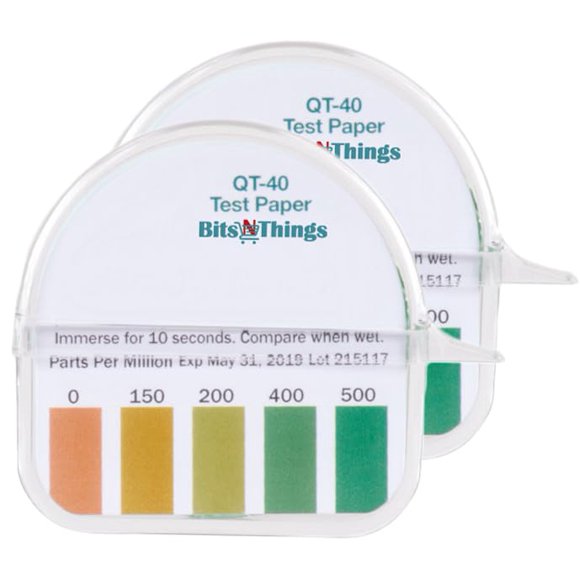 Tiras Reactivas Bits N Things QT-40 4.5 m 0-500 ppm Paquete de 2