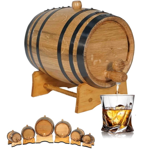 Barril de roble para añejamiento THOUSAND OAKS BARREL de 2 L con soporte y grifo