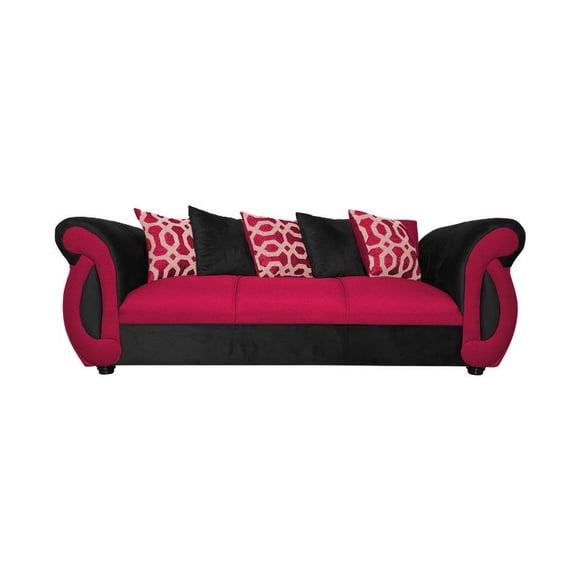 Sofá New Dominga 3 Cuerpos Chenille Tipo Lino Rojo