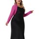 thumbnail image 4 of Agnes Orinda Women's Plus Size Escuela Universidad Manga Larga Abierta Frente Transparente Malla Bolero Chaqueta Corta Cárdigans 2X Rosa Fucsia, 4 of 5