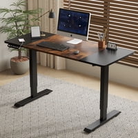 M&Ms - 55""×24"" Black&Rustic Brown Electric Standing Desk Height Adjustable Desk For Home And Office Computer Table Gaming Desk Modern Lift-Up Desk