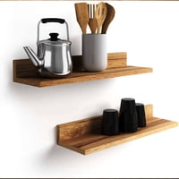 Importclick - Set 4 Repisas Flotantes Rectas Soporte Café Claro 2 De 40 Cm Y 2 De 60 Cm