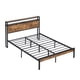 thumbnail image 2 of Full Size Metal Platform Bed Frame with Wooden Headboard and Footboard with USB LINER, No Box Spring Needed, Large Under Bed Storage, Easy Assemble, 2 of 3