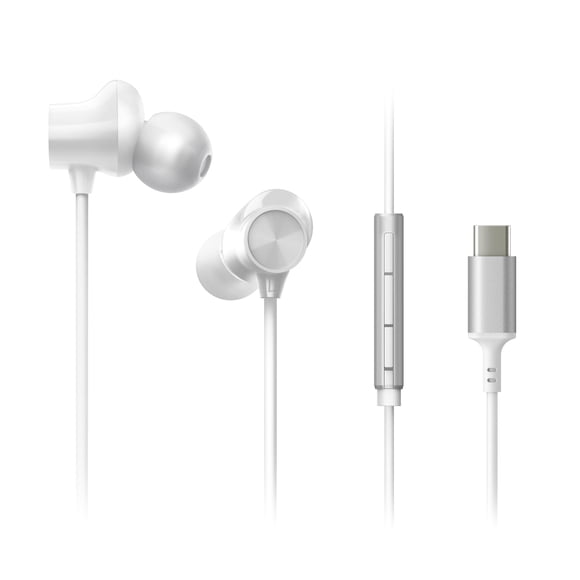 Panasonic ErgoFit Auriculares Intrauditivos con Cable, con Micrófono y Control de Llamadas, Almohadillas Ergonómicas de Ajuste Personalizado (S/M/L), Compatibles con USB‑C - RP‑TCM325‑W (Blanco)