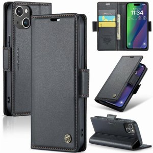 Caseme Tipo Cartera Iphone 15 Con Cierre Magnético, Rfid, Tarjetero, Soporte, Carga Inalámbrica