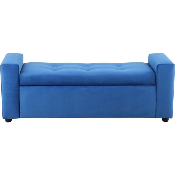 Banqueta Baul Lawin 2c Felpa 30 Azul Rey