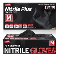 Guantes Médicos Desechables Supmedic De Nitrilo Negro, 5 Mil, 100 Unidades