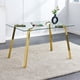 thumbnail image 1 of Modern minimalist style rectangular glass dining table with tempered glass tabletop and golden metal legs, suitable for kitchen, dining room, and living room, 51 " * 31.5 " * 29.5 " 1123, 1 of 3