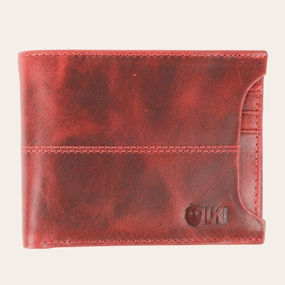 Billetera de Cuero con Tarjetero Removible OLKI Ancoa - Rojo