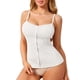 thumbnail image 1 of INSPIRE CHIC Camiseta de Tirantes para Mujer con Botones, Sin Mangas, Cuello en U, Tirantes Finos, Camisolas de Verano, Pequeña, Blanca, 1 of 5