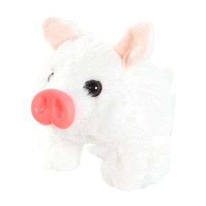 Magideal - Cerdo De Peluche, Juguete Electrónico, Mascota Lechón Interactiva, Divertido Juguete De Peluche Interactivo Animado Para Regalo De Cumpleaños De Niñas Blanco