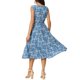 thumbnail image 3 of Vestido Midi de Rayón con Estampado Floral sin Mangas para Mujer de INSPIRE CHIC, Escote en V, Volantes en Capas, Cintura Elástica, Vestido Casual de Verano con Bolsillos Azul M, 3 of 6